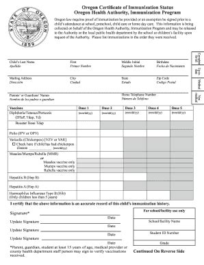 oregon vaccine verification card